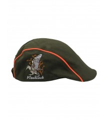 Coppola verde inserto arancio fluo con ricamo Woodcock bianco